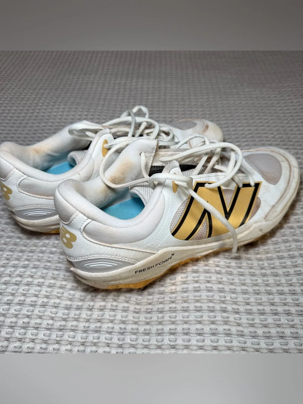 New Balance Fresh Foam X 3000v7  Men's Baseball Metal Cleat Size 10.5 Gold White